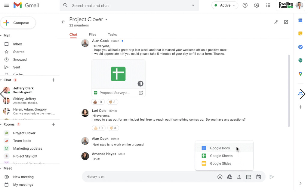 Creation of documents in Chats.