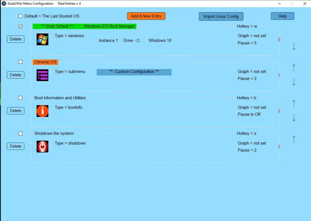 Grub2win configuration
