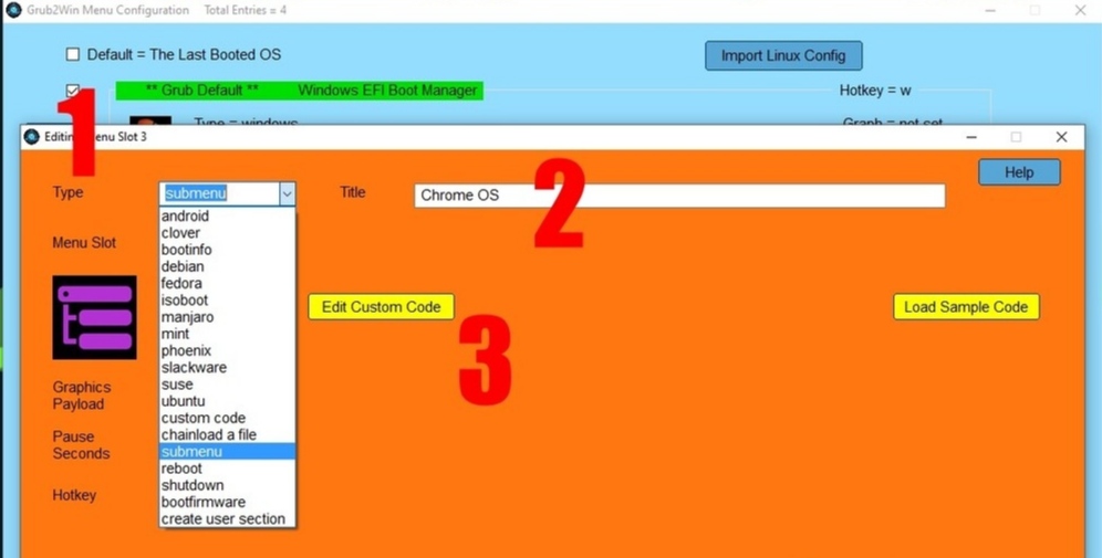 Grub2win configuration