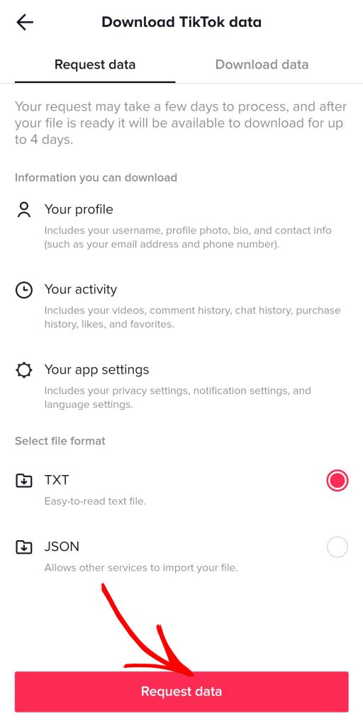 Download your data or decide what TikTok does with it