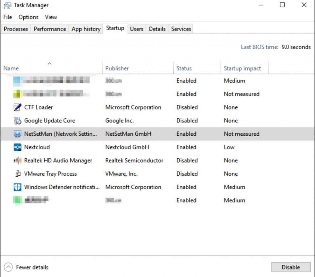 Task manager settings