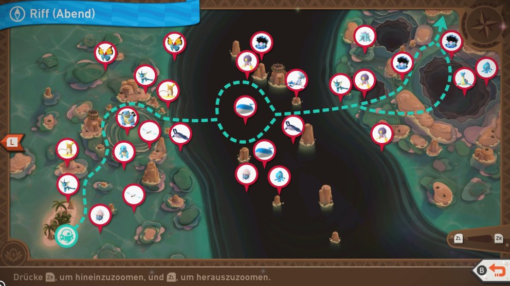 New Pokémon Snap: All locations on the "Reef (evening)" route