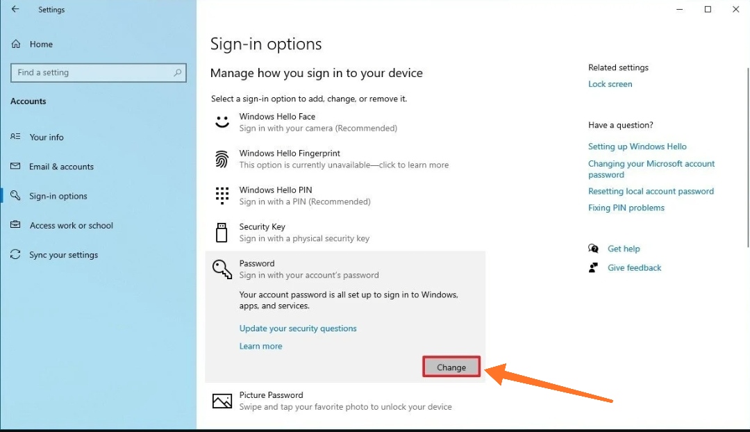 How to remove startup password in Windows 10