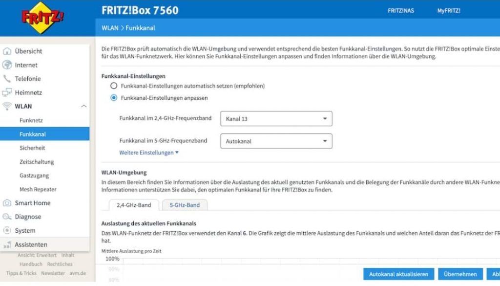 FritzBox manually select 2.4 gigahertz