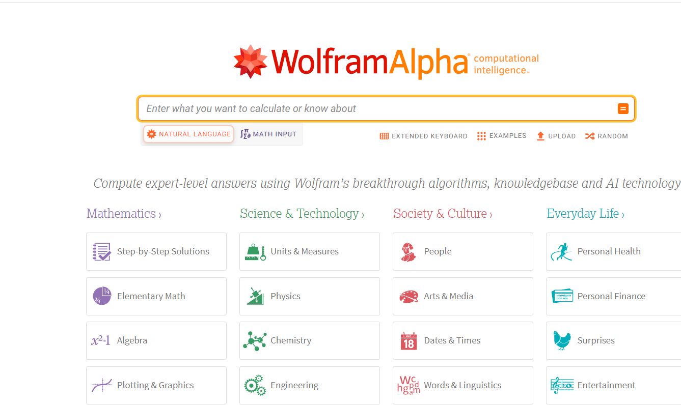 WolframaAlpha search engine