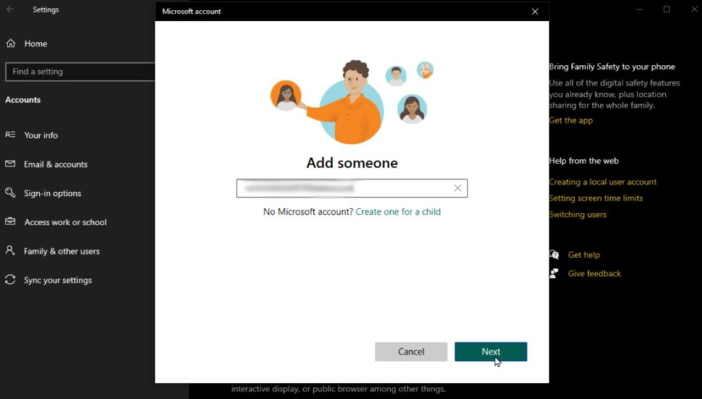 add family members windows 11