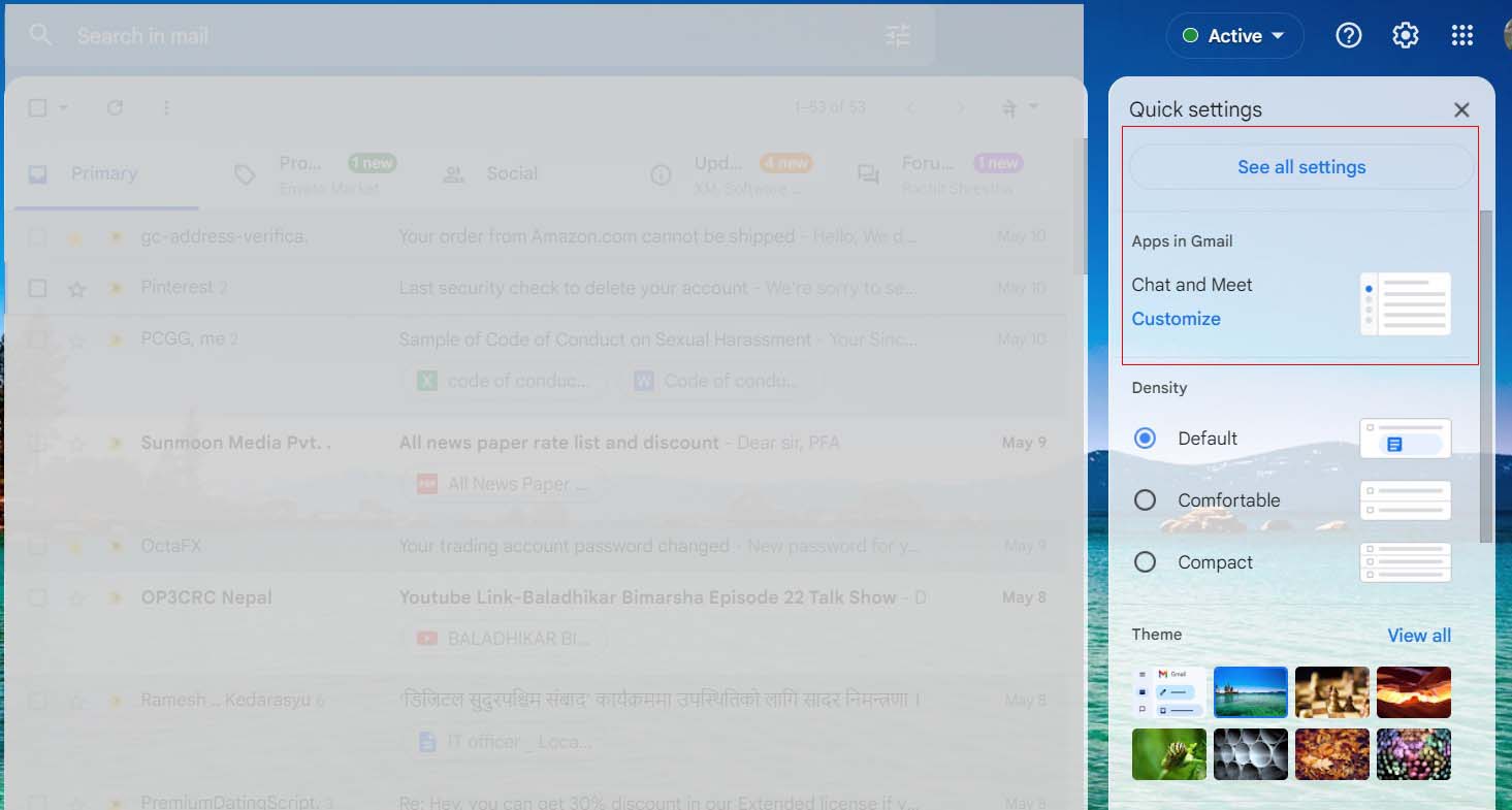 How to remove Chat and Meet from the sidebar in Gmail