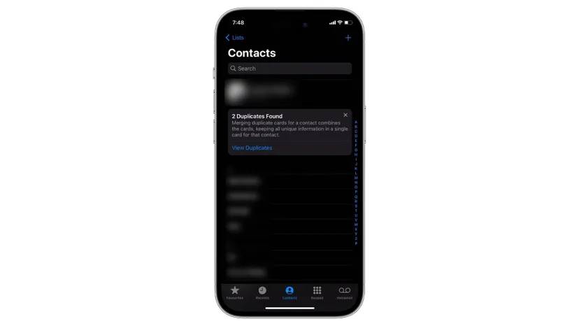 Duplicate contacts iPhone