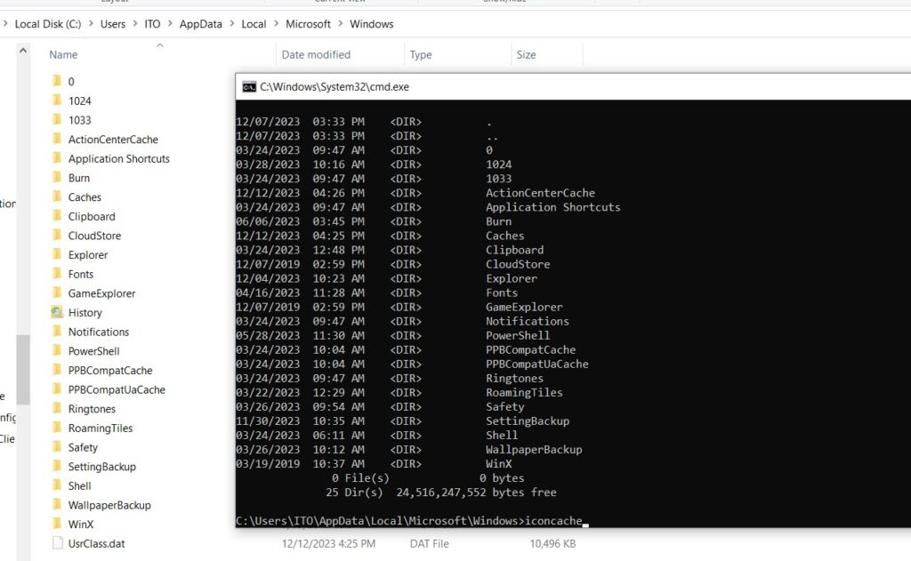 rebuild icon cache in WIndows 11